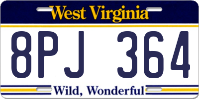 WV license plate 8PJ364