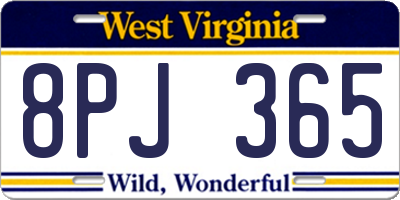 WV license plate 8PJ365