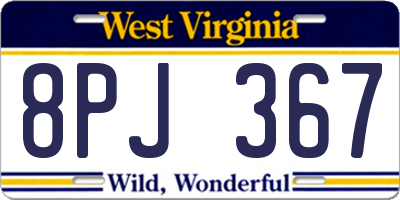 WV license plate 8PJ367