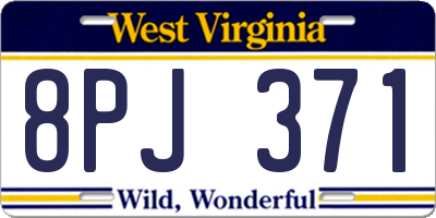 WV license plate 8PJ371