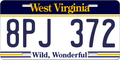 WV license plate 8PJ372