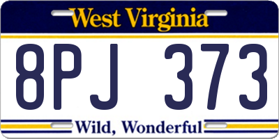 WV license plate 8PJ373