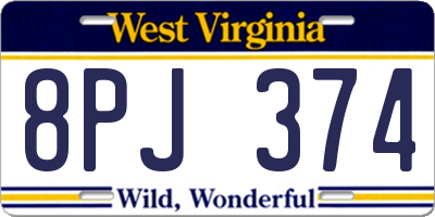 WV license plate 8PJ374
