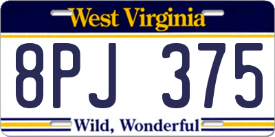 WV license plate 8PJ375