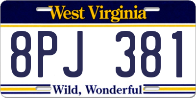 WV license plate 8PJ381