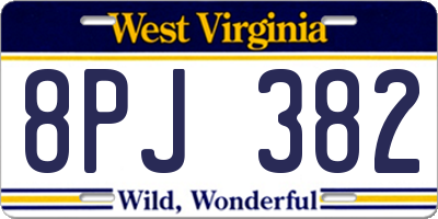 WV license plate 8PJ382