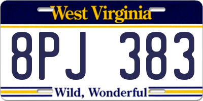 WV license plate 8PJ383