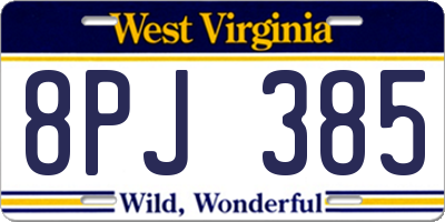 WV license plate 8PJ385