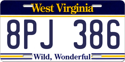 WV license plate 8PJ386