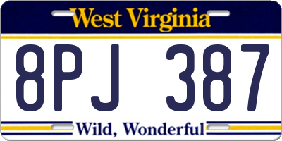WV license plate 8PJ387