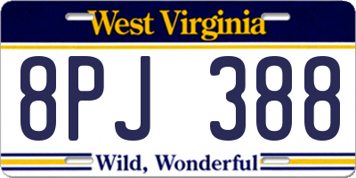 WV license plate 8PJ388