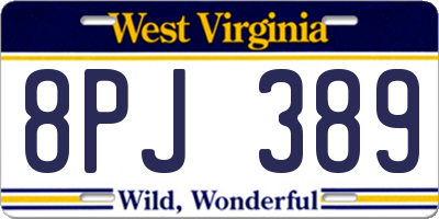 WV license plate 8PJ389