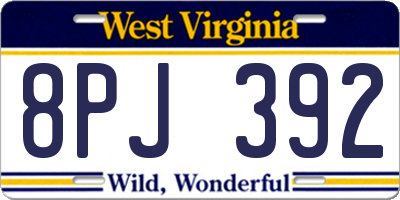 WV license plate 8PJ392