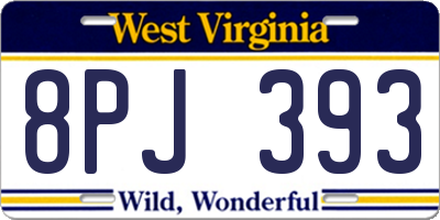 WV license plate 8PJ393