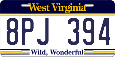 WV license plate 8PJ394