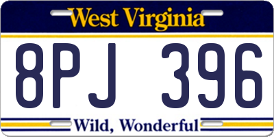 WV license plate 8PJ396