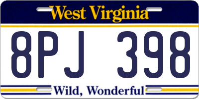 WV license plate 8PJ398
