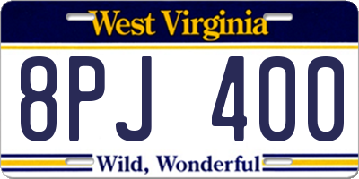 WV license plate 8PJ400