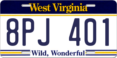 WV license plate 8PJ401