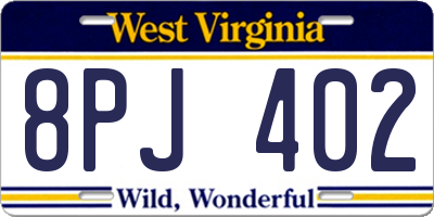WV license plate 8PJ402