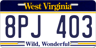 WV license plate 8PJ403