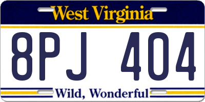 WV license plate 8PJ404