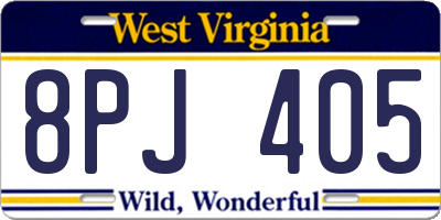 WV license plate 8PJ405
