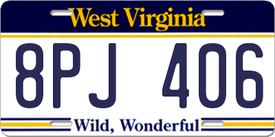 WV license plate 8PJ406