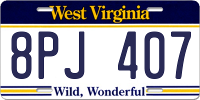 WV license plate 8PJ407