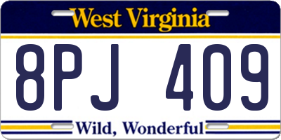 WV license plate 8PJ409