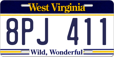 WV license plate 8PJ411