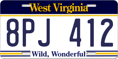 WV license plate 8PJ412