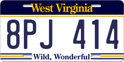 WV license plate 8PJ414