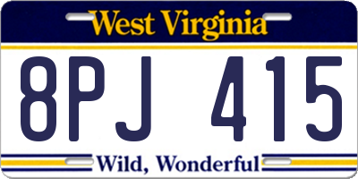 WV license plate 8PJ415