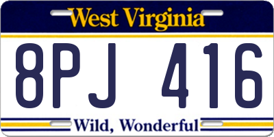 WV license plate 8PJ416