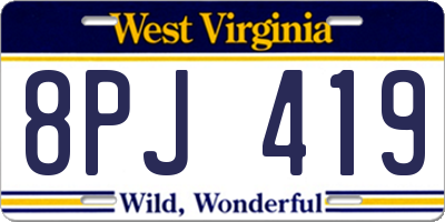 WV license plate 8PJ419