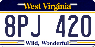 WV license plate 8PJ420