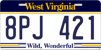 WV license plate 8PJ421