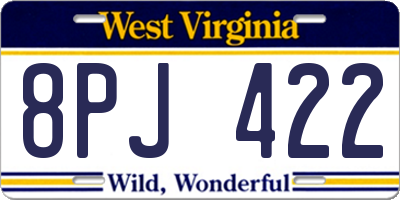WV license plate 8PJ422