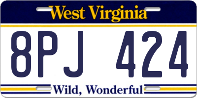 WV license plate 8PJ424