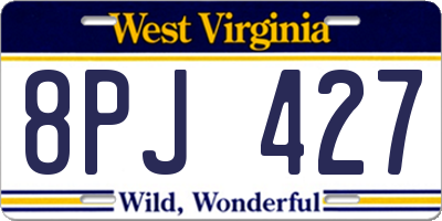 WV license plate 8PJ427