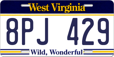 WV license plate 8PJ429