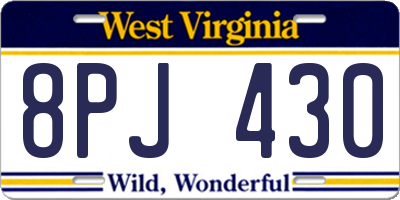 WV license plate 8PJ430