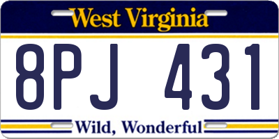 WV license plate 8PJ431
