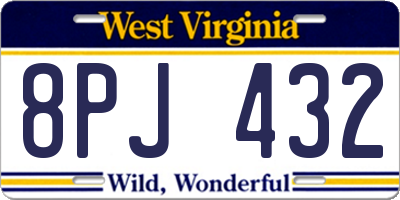 WV license plate 8PJ432