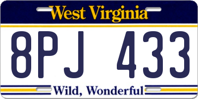 WV license plate 8PJ433