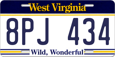 WV license plate 8PJ434