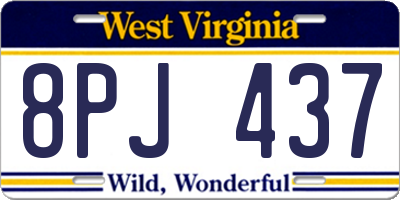 WV license plate 8PJ437