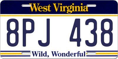 WV license plate 8PJ438