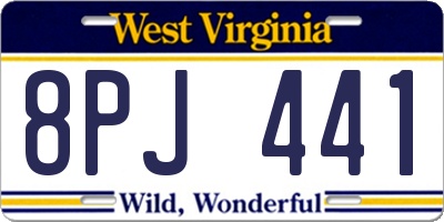 WV license plate 8PJ441